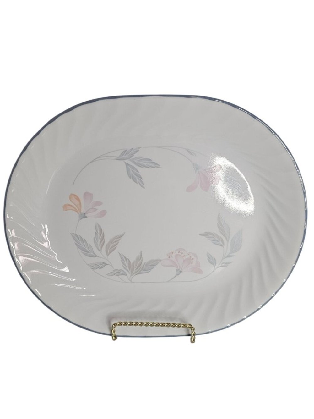 Corelle Pink Trio Serving Platter Pastel Flowers Swirl Rim oval meat cheese tray